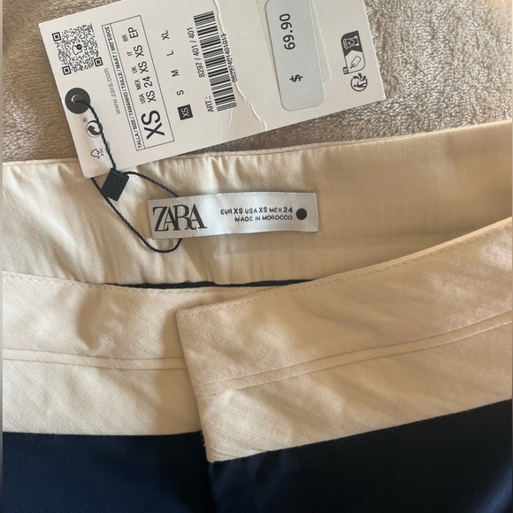 NWT Zara Contrast Waist Straight Leg Pants - Picture 4 of 7